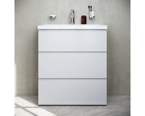 Приобрести Тумба с раковиной белый глянец 76 см Am.Pm Gem M91FSX0752WG + M90WCC0752WG в магазине сантехники Santeh-Crystal.ru