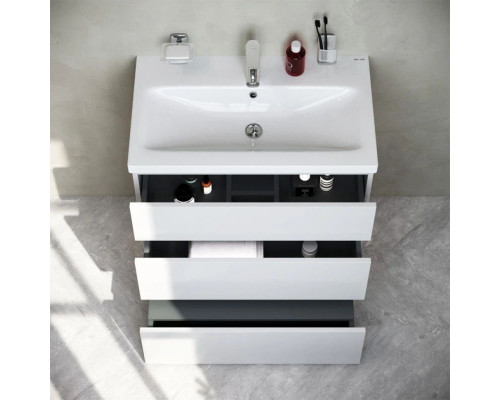 Приобрести Тумба с раковиной белый глянец 76 см Am.Pm Gem M91FSX0752WG + M90WCC0752WG в магазине сантехники Santeh-Crystal.ru