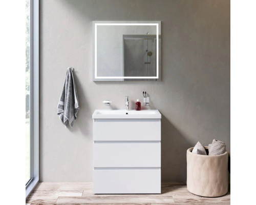 Приобрести Тумба с раковиной белый глянец 76 см Am.Pm Gem M91FSX0752WG + M90WCC0752WG в магазине сантехники Santeh-Crystal.ru