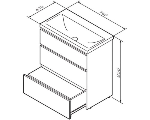 Приобрести Тумба с раковиной белый глянец 76 см Am.Pm Gem M91FSX0752WG + M90WCC0752WG в магазине сантехники Santeh-Crystal.ru