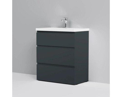 Купить Тумба с раковиной графит матовый 76 см Am.Pm Gem S M91FSX0752GM + M90WCC0752WG в магазине сантехники Santeh-Crystal.ru
