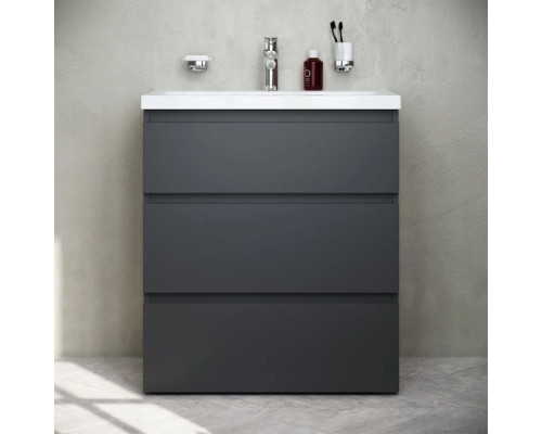 Купить Тумба с раковиной графит матовый 76 см Am.Pm Gem S M91FSX0752GM + M90WCC0752WG в магазине сантехники Santeh-Crystal.ru