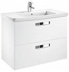 Тумба с раковиной белый глянец 80 см Roca The Gap ZRU9302877 + 327470000