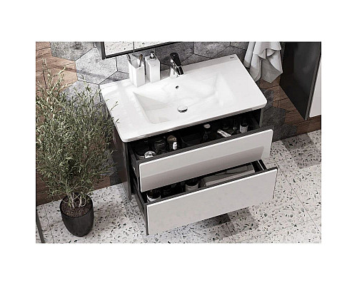 Santeh-Crystal.ru: Тумба с раковиной белый глянец/антрацит 80 см Roca Ronda ZRU9302965 + 327470000 Заказать Тумба с раковиной белый глянец/антрацит 80 см Roca Ronda ZRU9302965 + 327470000 в магазине сантехники Santeh-Crystal.ru