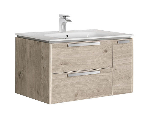 Заказать Тумба с раковиной светлый дуб 80 см Roca Lago 857296444 + 32799C000 в магазине сантехники Santeh-Crystal.ru