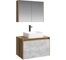 Комплект мебели дуб балтийский/ бетон светлый 80 см Aqwella 5 Stars Mobi MOB0108DB + MOB0708BS + 4640021064269 + MOB0408 + MOB0717DB