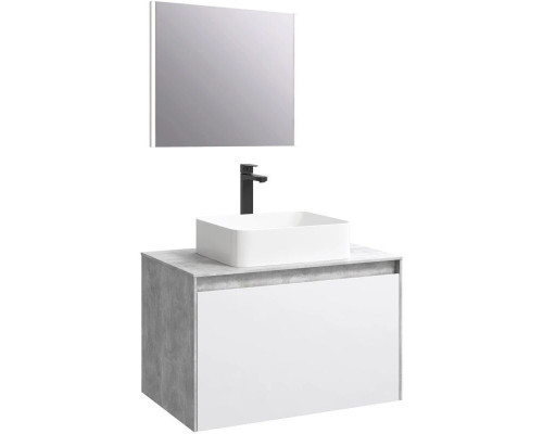 Приобрести Комплект мебели бетон светлый/ белый глянец 80 см Aqwella 5 Stars Mobi MOB0108BS + MOB0708W + 641945 + SM0208 в магазине сантехники Santeh-Crystal.ru