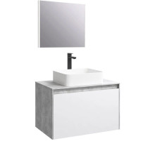 Комплект мебели бетон светлый/ белый глянец 80 см Aqwella 5 Stars Mobi MOB0108BS + MOB0708W + 4640021064269 + SM0208