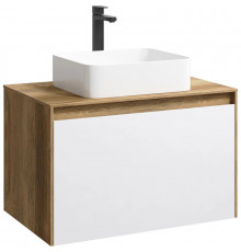 Тумба с раковиной дуб балтийский/ белый глянец 80 см Aqwella 5 Stars Mobi MOB0108DB + MOB0708W + 4640021064269