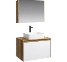 Комплект мебели дуб балтийский/ белый глянец 80 см Aqwella 5 Stars Mobi MOB0108DB + MOB0708W + 4640021064269 + MOB0408 + MOB0717DB