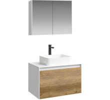 Комплект мебели белый глянец/ дуб балтийский 80 см Aqwella 5 Stars Mobi MOB0108W + MOB0708DB + 641945 + MOB0408 + MOB0717W