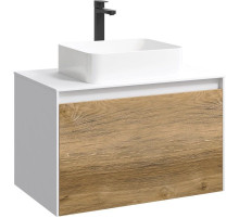 Тумба с раковиной белый глянец/ дуб балтийский 80 см Aqwella 5 Stars Mobi MOB0108W + MOB0708DB + 4640021064269