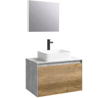 Комплект мебели бетон светлый/ дуб балтийский 80 см Aqwella 5 Stars Mobi MOB0108BS + MOB0708DB + 641945 + SM0208