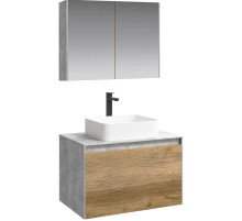 Комплект мебели бетон светлый/ дуб балтийский 80 см Aqwella 5 Stars Mobi MOB0108BS + MOB0708DB + 4640021064269 + MOB0408 + MOB0717BS