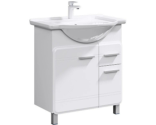 Купить Тумба с раковиной белый глянец 77,5 см Aqwella Corsica KOR0107 + 4620008197470 в магазине сантехники Santeh-Crystal.ru