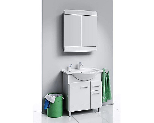 Купить Тумба с раковиной белый глянец 77,5 см Aqwella Corsica KOR0107 + 4620008197470 в магазине сантехники Santeh-Crystal.ru