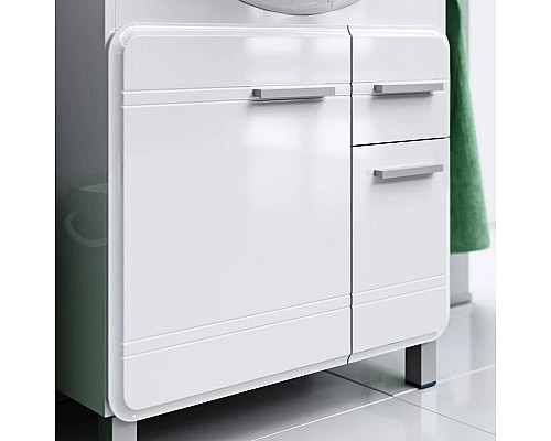 Купить Тумба с раковиной белый глянец 77,5 см Aqwella Corsica KOR0107 + 4620008197470 в магазине сантехники Santeh-Crystal.ru