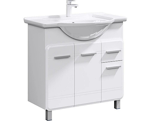 Заказать Тумба с раковиной белый глянец 88 см Aqwella Corsica KOR0108 + 4620008197357 в магазине сантехники Santeh-Crystal.ru