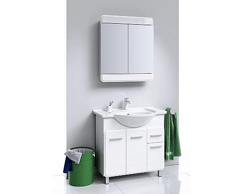 Заказать Тумба с раковиной белый глянец 88 см Aqwella Corsica KOR0108 + 4620008197357 в магазине сантехники Santeh-Crystal.ru