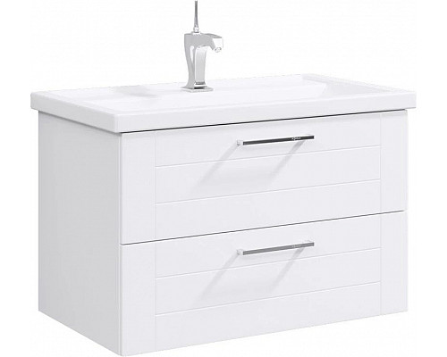 Купить Тумба с раковиной белый глянец 81,5 см Aqwella Manchester MAN01082 + 4640021064733 в магазине сантехники Santeh-Crystal.ru