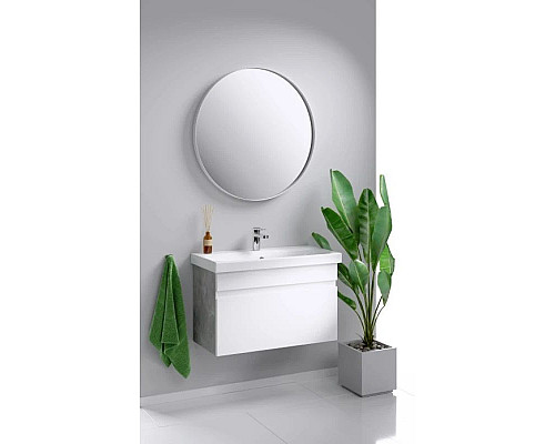 Santeh-Crystal.ru: Комплект мебели белый глянец/бетон светлый 80 см Aqwella Smart SRT0108BS + UM-MOD80SL/1 + RM0208W Купить Комплект мебели белый глянец/бетон светлый 80 см Aqwella Smart SRT0108BS + UM-MOD80SL/1 + RM0208W в магазине сантехники Santeh-Crystal.ru