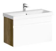 Тумба с раковиной белый глянец/дуб балтийский 80 см Aqwella Smart SRT0108DB + UM-MOD80SL/1