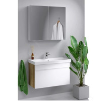 Комплект мебели белый глянец/дуб балтийский 80 см Aqwella Smart SRT0108DB + UM-MOD80SL/1 + MC.04.08