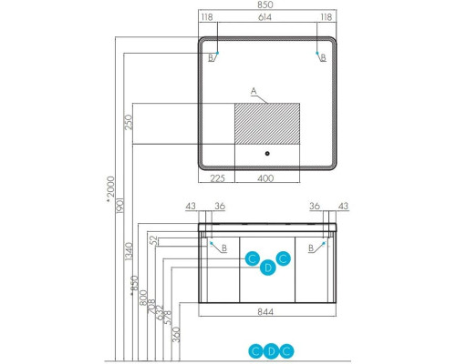Купить Комплект мебели белый глянец 85 см Акватон Шерилл 1A208801SH010 + 1A71443KSH010 + 1A210302SH010 в магазине сантехники Santeh-Crystal.ru