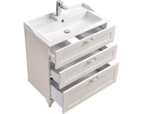 Приобрести Тумба с раковиной дуб белый 80 см Акватон Леон 1A1878K0LBPS0 в магазине сантехники Santeh-Crystal.ru