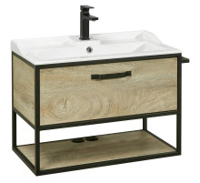 Тумба с раковиной дуб эндгрейн/черный 80 см Акватон Лофт Фабрик 1A2424K1LTDU0