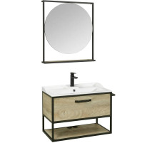 Комплект мебели дуб эндгрейн/черный 80 см Акватон Лофт Фабрик 1A242401LTDU0 + 1A708031FB010 + 1A242602LTDU0