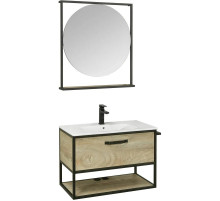 Комплект мебели дуб эндгрейн/черный 80 см Акватон Лофт Фабрик 1A242401LTDU0 + 732799C000 + 1A242602LTDU0