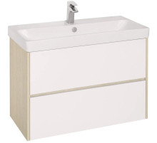 Тумба с раковиной белый глянец/дуб верона 90 см Акватон Сканди 1A2519K0SDB20