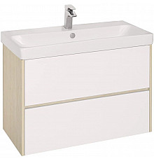 Тумба с раковиной белый глянец/дуб верона 90 см Акватон Сканди 1A2519K0SDB20