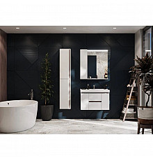 Комплект мебели белый глянец/грецкий орех 80 см Акватон Рене 1A258601NRC80 + 1WH302251 + 1A222502NRC80