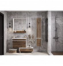 Комплект мебели белый глянец/таксония темная 80 см Акватон Капри 1A230201KPDB0 + 1WH302251 + 1A230402KPDB0