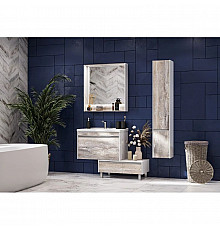 Комплект мебели белый глянец/бетон пайн 80 см Акватон Капри 1A230201KPDA0 + 1WH302251 + 1A230402KPDA0