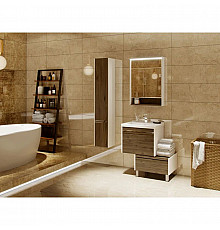 Комплект мебели белый глянец/таксония темная 60 см Акватон Капри 1A230101KPDB0 + 1WH302421 + 1A230302KPDB0