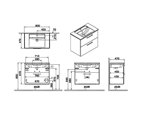 Приобрести Тумба с раковиной темно-синий матовый 80 см VitrA Root 68287 в магазине сантехники Santeh-Crystal.ru