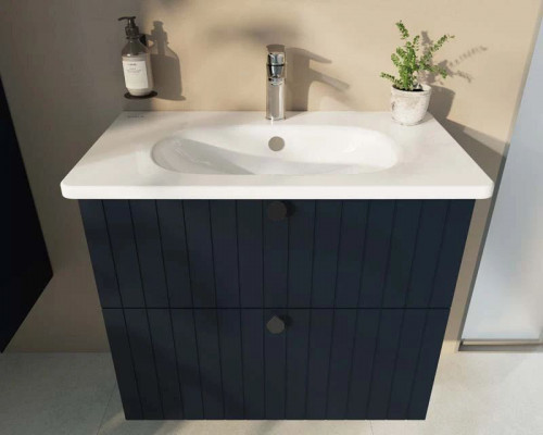 Приобрести Тумба с раковиной темно-синий матовый 80,5 см Vitra Root Groove 69441 в магазине сантехники Santeh-Crystal.ru