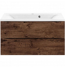 Тумба с раковиной темный дуб 90 см Vincea Mia VMC-2MA900RW + VCB-3M900W