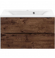 Тумба с раковиной темный дуб 80 см Vincea Mia VMC-2MA800RW + VCB-3M800W
