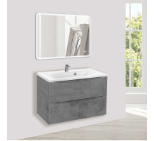 Комплект мебели бетон 80 см Vincea Mia VMC-2MA800BT + VCB-3M800W + VLM-3VC800