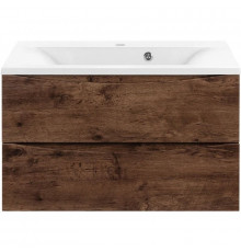 Тумба с раковиной темный дуб 75 см Vincea Mia VMC-2MA750RW + VCB-3M750W