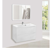 Комплект мебели белый глянец 75 см Vincea Mia VMC-2MA750GW + VCB-3M750W + VLM-3VC800