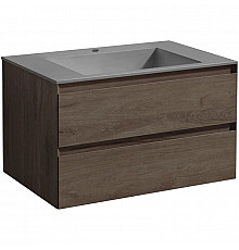 Тумба с раковиной темный дуб 80 см Vincea Luka VMC-2L800RO + VCB-13800G