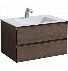 Тумба с раковиной темный дуб 80 см Vincea Luka VMC-2L800RO + VCB-13800W