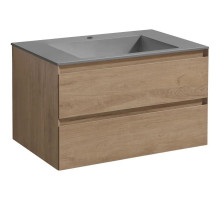 Тумба с раковиной натуральный дуб 80 см Vincea Luka VMC-2L800NO + VCB-13800G