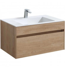 Тумба с раковиной натуральный дуб 80 см Vincea Chiara VMC-2C800NO + VCB-13800W