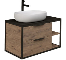 Тумба с раковиной дуб веллингтон/черный 90 см Grossman Лофт 109001 + GR-3015